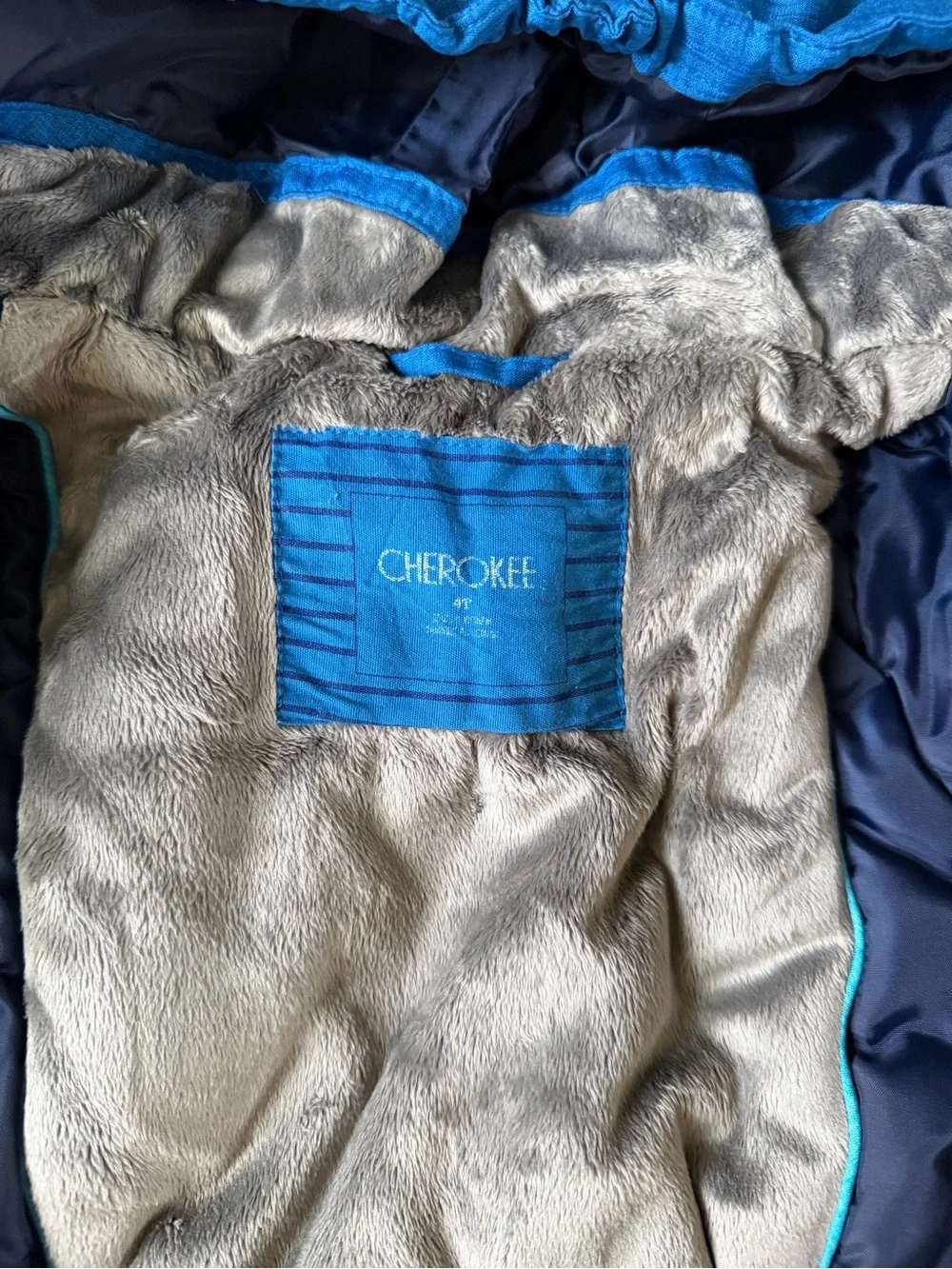 Cherokee Bright Blue Hooded Puffer Jacket for Kids 4Y